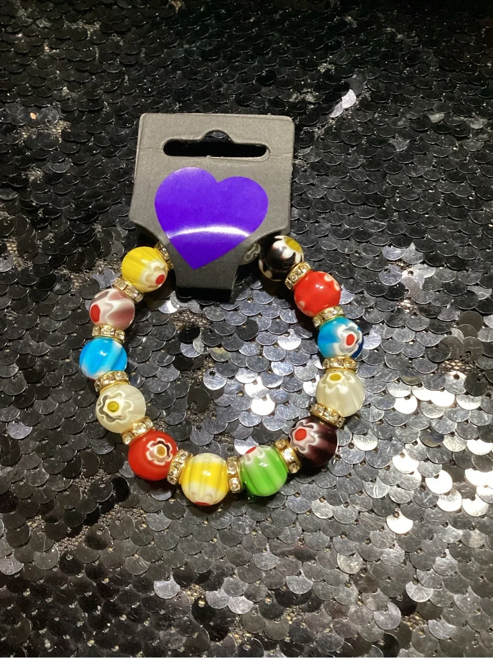 Murano Multicolor Glass Bead Stretch Bracelet